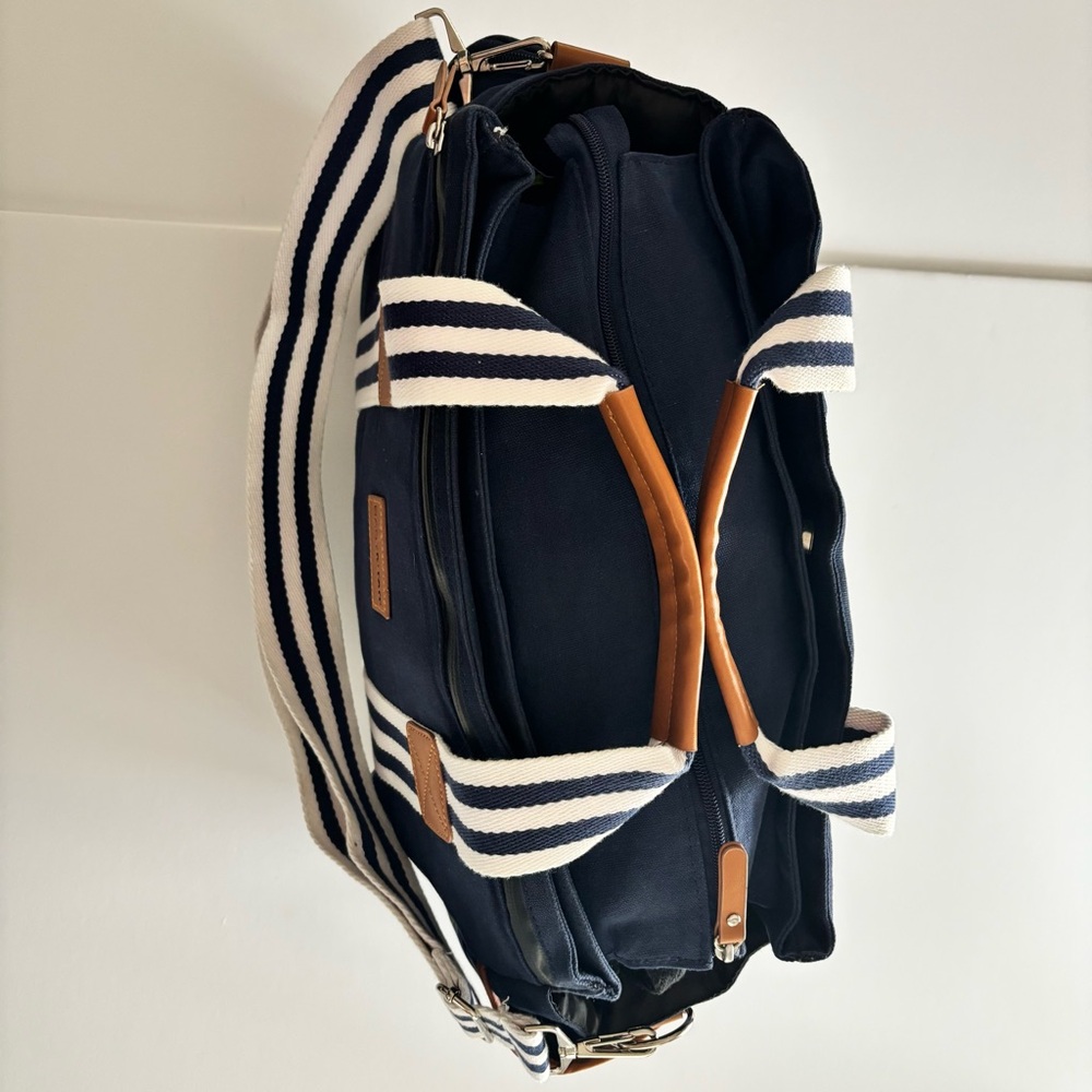 Baby K’tan Navy Canvas Diaper Bag Tote Insulated Bottle Pocket Paci Pouch - Picture 3 of 11